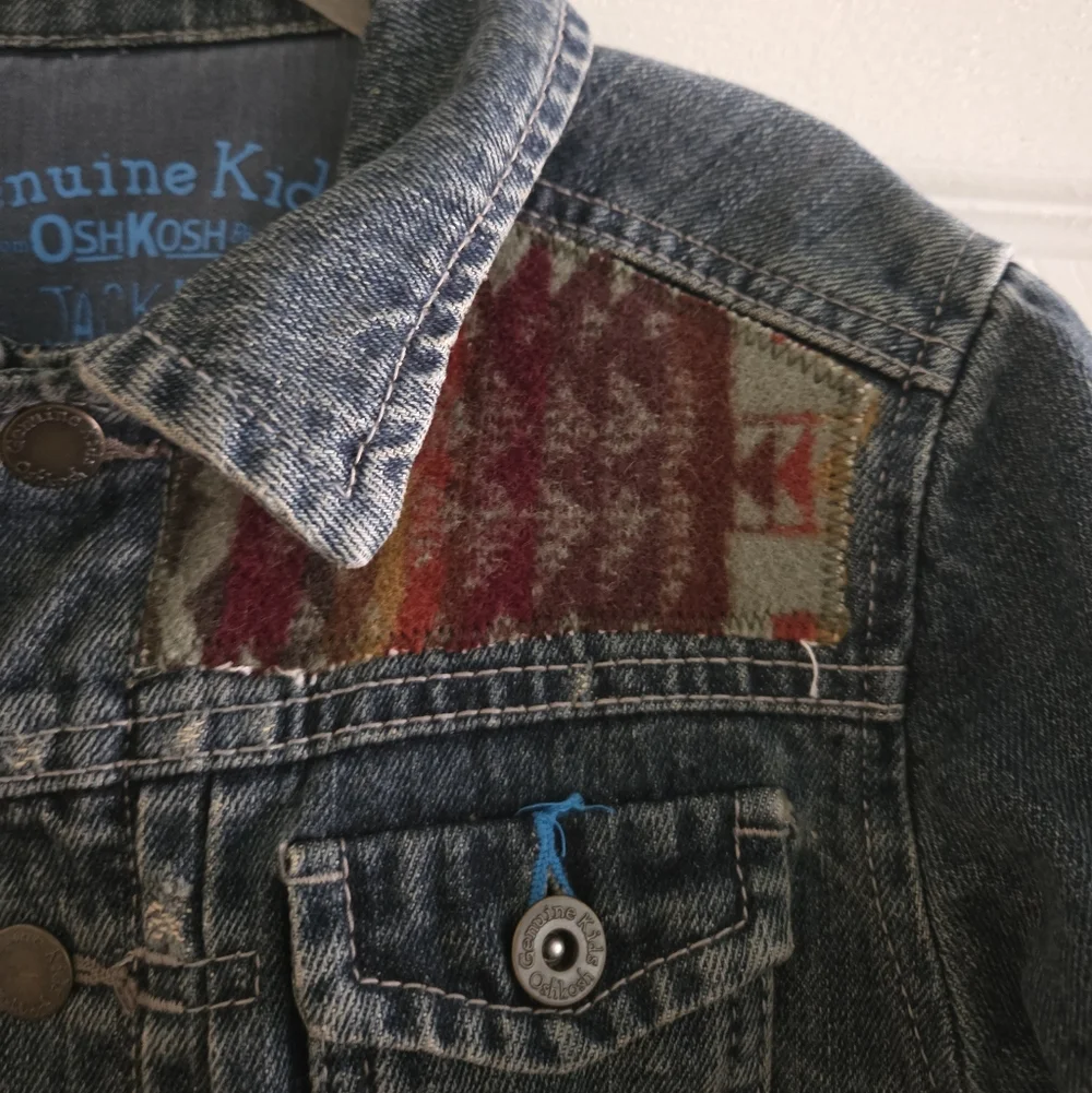 Upcycled Pendleton Scraps OshKosh B'gosh Kids' Dark Blue Denim Jacket 4T Western